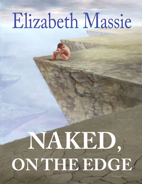I wanted this symbolic painting for "Naked on the Edge," a collection of dark fiction by Elizabeth Massie, to contrast with the font used for the title and author. Where the scene depicted is perilous and insecure, the font is calm and stable. Each element is in opposition to and magnifies the other.